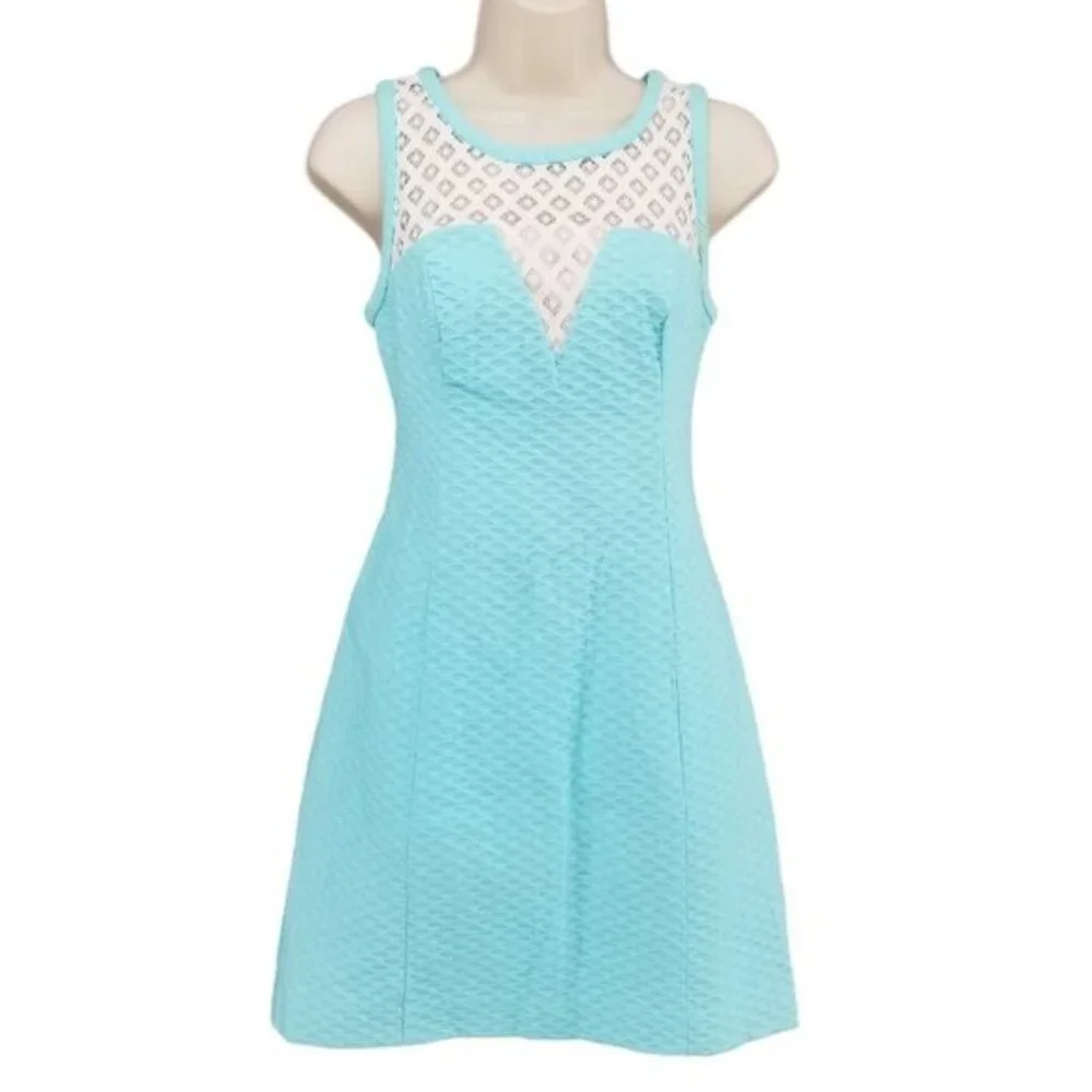 Lilly Pulitzer Vandalia Shift Dress Serene Blue Sleeveless Textured Cotton Sz 0 - Picture 1 of 12